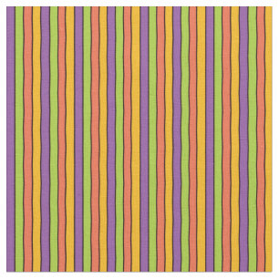 Halloween Purple, Green and Orange Stripes Pattern Fabric