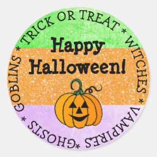 Halloween Purple, Green, Orange Pumpkin Sticker