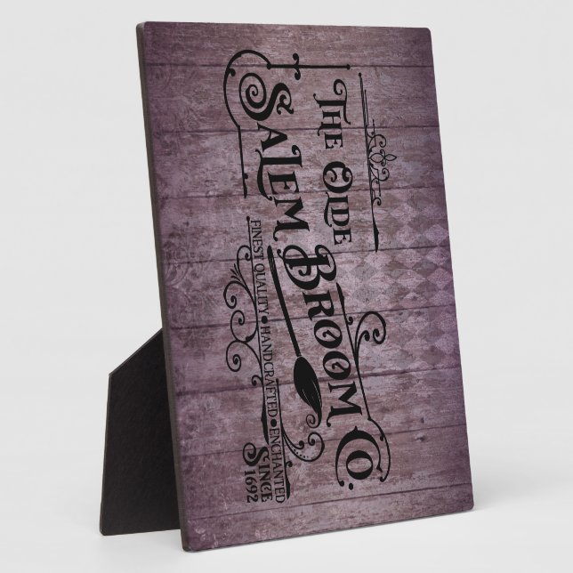 Halloween Purple Grunge Gothic Salem Broom Company Plaque (Side)
