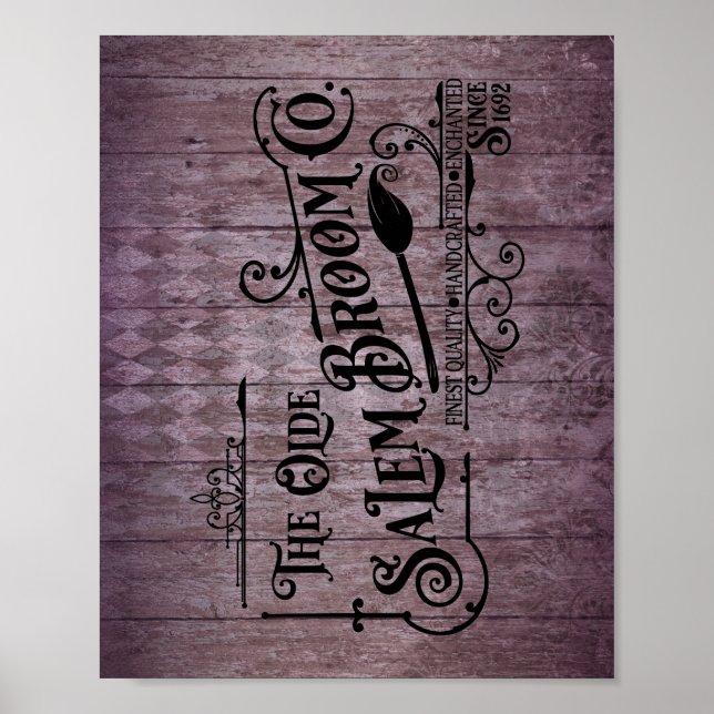 Halloween Purple Grunge Gothic Salem Broom Company Poster (Front)