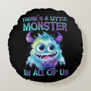 Halloween Purple Monster Round Cushion