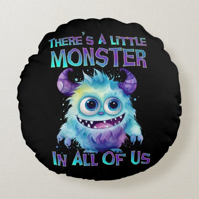 Halloween Purple Monster  Round Cushion (Front)