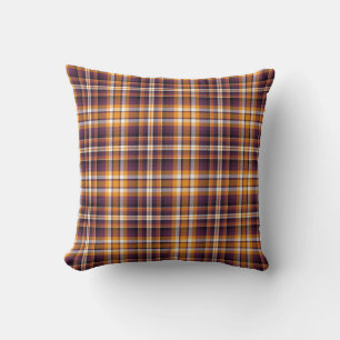 Halloween Purple & Orange Plaid Pattern Cushion