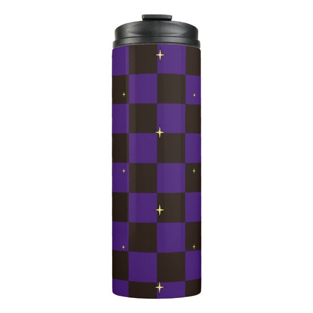 Halloween Purple Plaid Pattern Thermal Tumbler (Front)