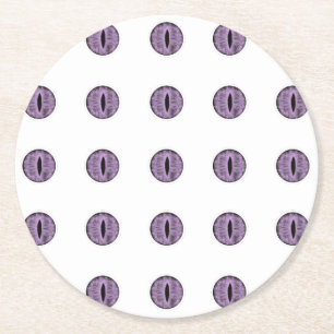 Halloween Purple Polka Dot Eyes Round Paper Coaster