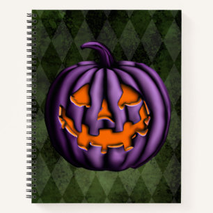 Halloween Purple Pumpkin Green Grunge Notebook