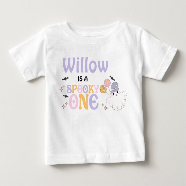 Halloween Purple Spooky One Halloween 1st Birthday Baby T-Shirt (Front)