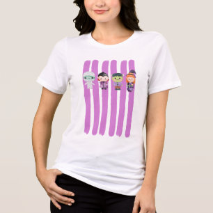 Halloween Purple Stripes Mummy Vampire Tri-Blend Shirt