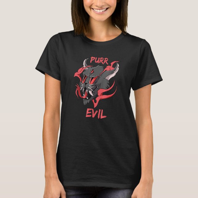 Halloween Purr Evil Cat T-Shirt (Front)