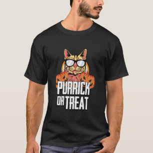 Halloween Purrick Or Treat Lazy Cat Glasses Gothic T-Shirt