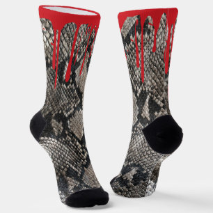 Halloween Python Snake Skin Dripping Blood Bloody Socks