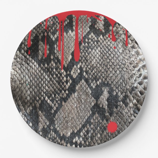 Halloween Python Snake Skin - Gory Bloody Scary Paper Plate (Front)