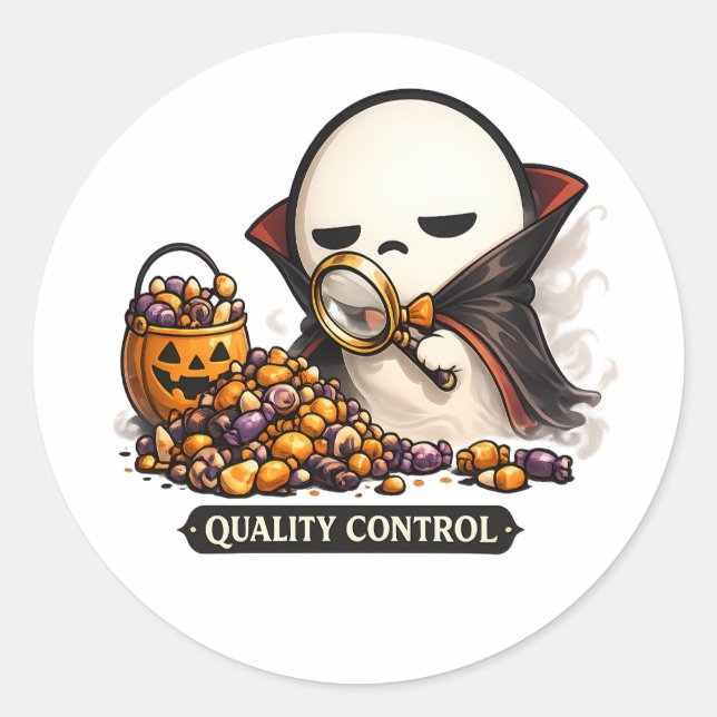 Halloween Quality Control Cute Vampire  Classic Round Sticker (Front)