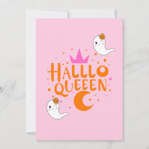 Halloween Queen, Halloqueen, Retro Halloween Art Holiday Card