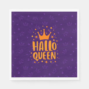 Halloween Queen, Halloqueen, Retro Halloween Art Napkin