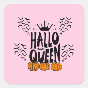Halloween Queen, Halloqueen, Retro Halloween Art Square Sticker