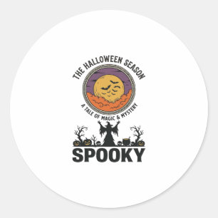 Halloween Queen Little Miss Retro Witch_1 Classic Round Sticker