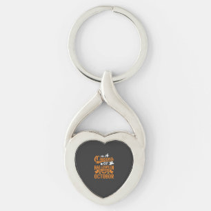 Halloween Queens Born in October Vintage Typograph Key Ring