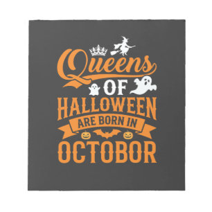Halloween Queens Born in October Vintage Typograph Notepad