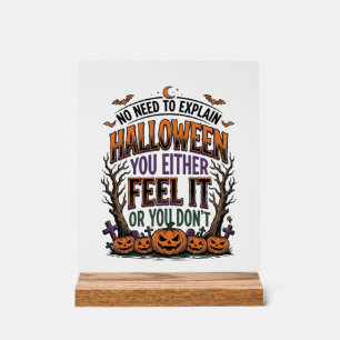 Halloween Quote Shirt Vintage Pumpkin Bat Tree Des Acrylic Sign