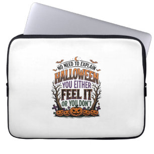 Halloween Quote Shirt Vintage Pumpkin Bat Tree Des Laptop Sleeve