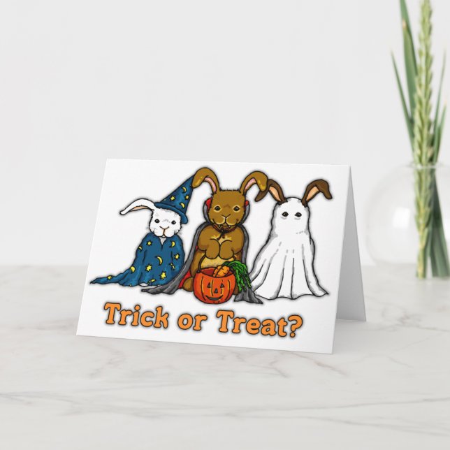 Halloween Rabbits Trick or Treating Card (Front)