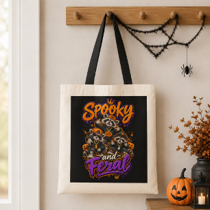 Halloween Raccoons Spooky Feral Tote Bag