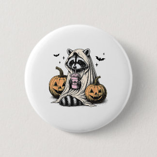 Halloween Racoon Ghost  6 Cm Round Badge