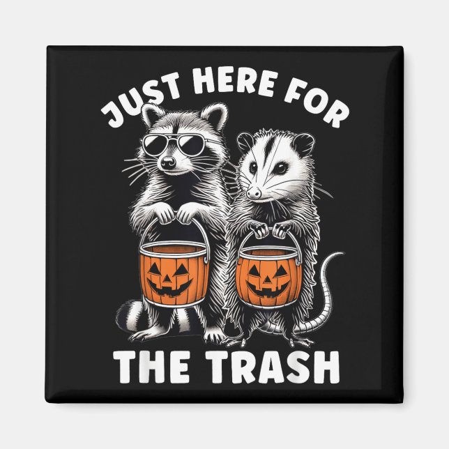 Halloween Racoon Possum Here for The Trash Magnet (Front)