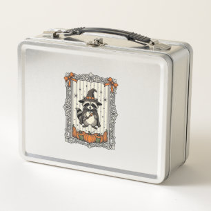 Halloween Racoon Witch Pumpkin Vintage Cute_1 Metal Lunch Box