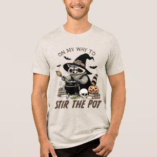 Halloween Racoon Wizard Funny Modern Tri-Blend Shirt