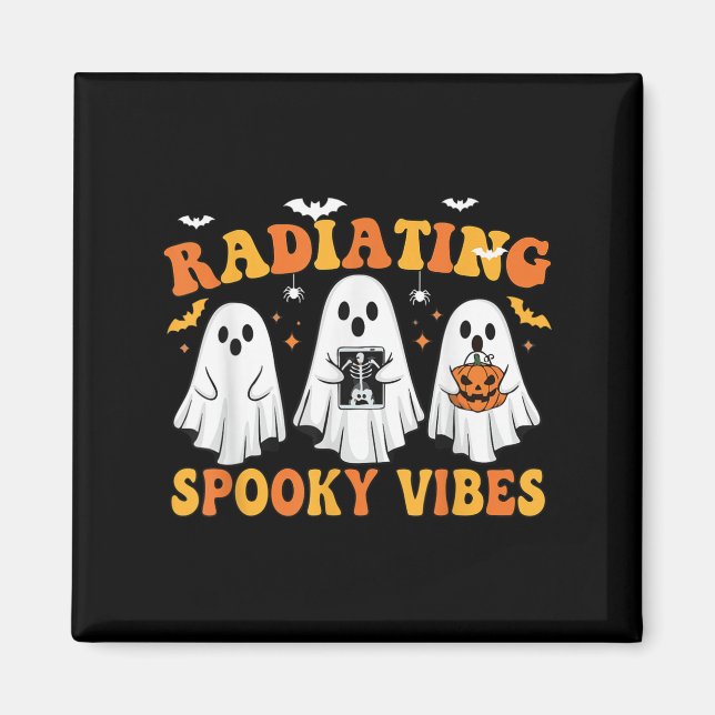 Halloween Radiating Spooky Vibes Ghost X-ray Radio Magnet (Front)