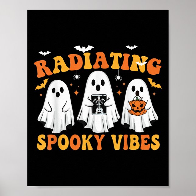 Halloween Radiating Spooky Vibes Ghost X-ray Radio Poster (Front)
