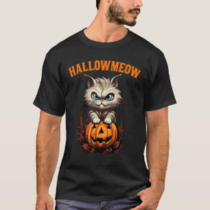 Halloween Ragamuffin Cat Witch Hat Hallowmeow T-Shirt