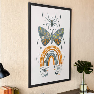Halloween rainbow, butterflies and spiders poster