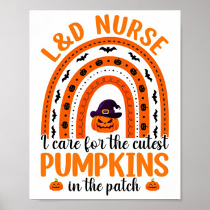 Halloween Rainbow Landd Nurse I Care The Cutest Pu Poster