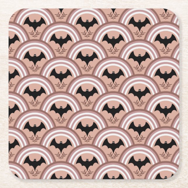 Halloween Rainbow Square Paper Coaster (Front)