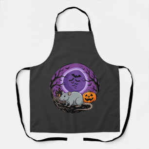 Halloween Rat Moonlit Pumpkin Vector Design Apron