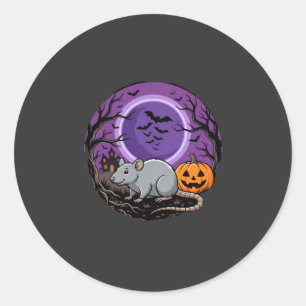 Halloween Rat Moonlit Pumpkin Vector Design Classic Round Sticker