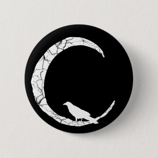 Halloween Raven and crescent moon button
