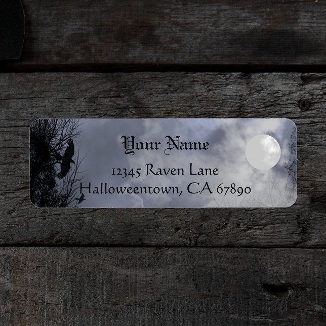 Halloween Raven Blue Sky Custom Address Label (Creator Uploaded)