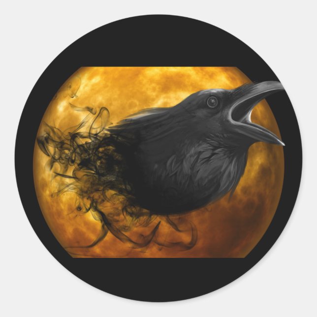 Halloween Raven Crow Classic Round Sticker (Front)