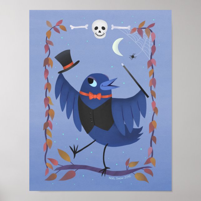 Halloween Raven Crow Moon Art Print (Front)