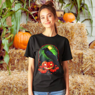 Halloween Raven in a Pumpkin Patch Tri-Blend Shirt