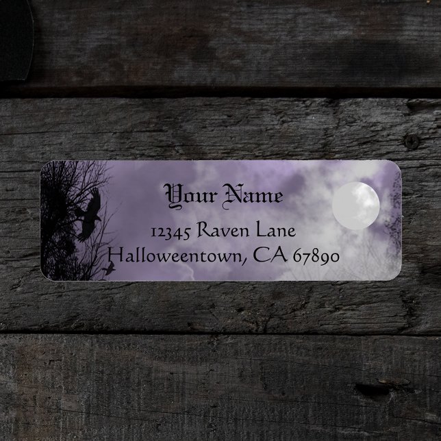 Halloween Raven Purple Sky Custom Address Label (Creator Uploaded)