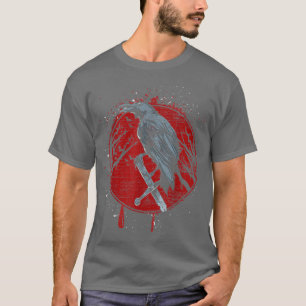 Halloween Raven Red Moon Spooky Night Crow T-Shirt