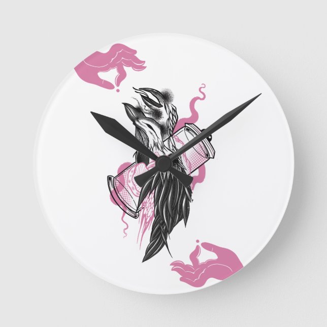 Halloween Raven Round Acrylic Wall Clock w (Front)