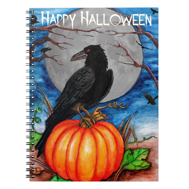 Halloween Raven Spiral Notebook (Front)
