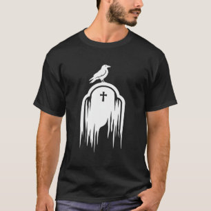 Halloween Raven Tombstone Silhouette Design T-Shirt