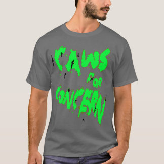 Halloween Ravens Caws For Concern Fun Pun Green Qu T-Shirt